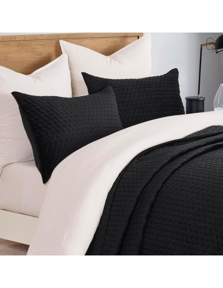 Conjunto de Ropa de Cama de Terciopelo EVERGRACE 3 Piezas Queen Negro