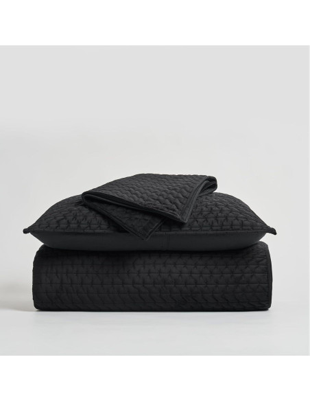 Conjunto de Ropa de Cama de Terciopelo EVERGRACE 3 Piezas Queen Negro