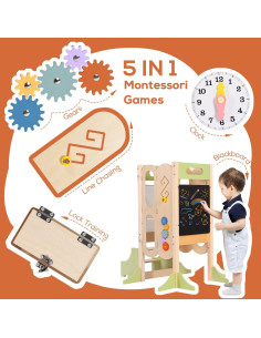 Torre de Ayuda para Niños JOYTRY Plegable 50 cm Verde Claro 2