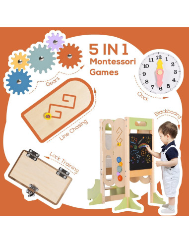 Torre de Ayuda para Niños JOYTRY Plegable 50 cm Verde Claro