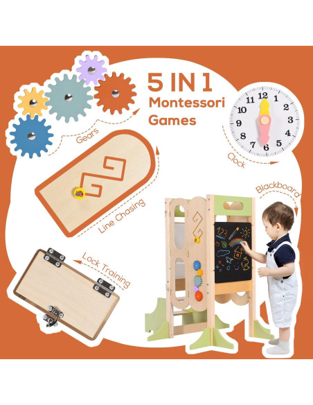 Torre de Ayuda para Niños JOYTRY Plegable 50 cm Verde Claro