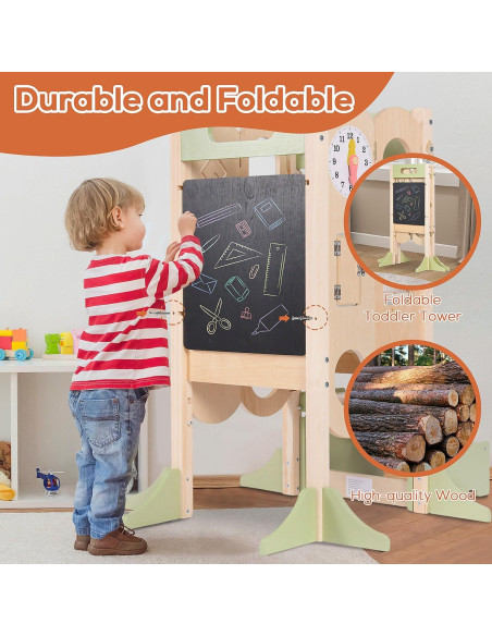 Torre de Ayuda para Niños JOYTRY Plegable 50 cm Verde Claro