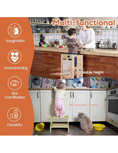 Torre de Ayuda para Niños JOYTRY Plegable 50 cm Verde Claro