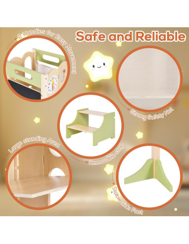 Torre de Ayuda para Niños JOYTRY Plegable 50 cm Verde Claro