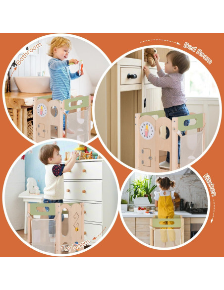 Torre de Ayuda para Niños JOYTRY Plegable 50 cm Verde Claro