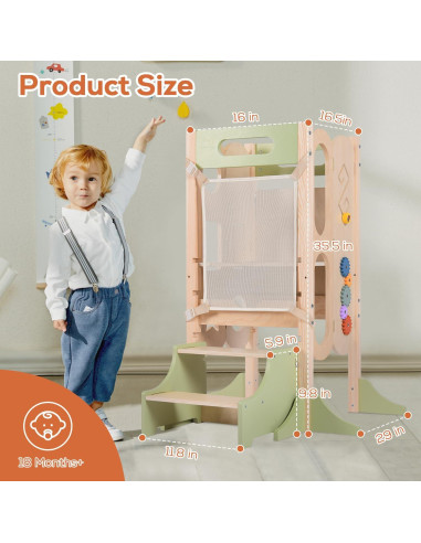 Torre de Ayuda para Niños JOYTRY Plegable 50 cm Verde Claro