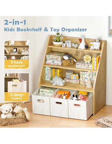Estantería para Niños Marcytop 3 Niveles con 3 Cajones
