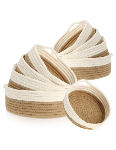 Cestas de Almacenamiento Sieral 10 Piezas Algodón Boho 5 Tamaños