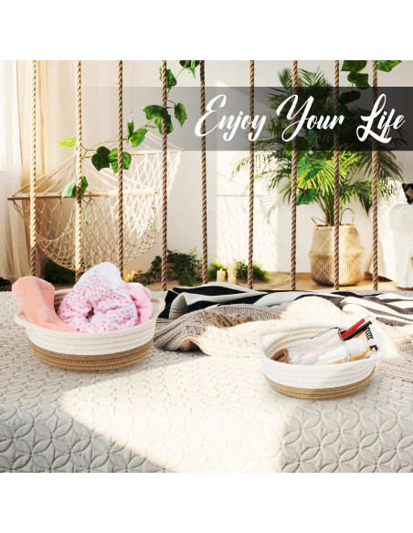 Cestas de Almacenamiento Sieral 10 Piezas Algodón Boho 5 Tamaños