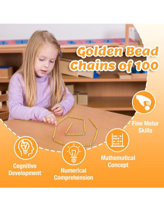 Cadenas de Bead Doradas de 100 Montessori - Juguete Educativo 2