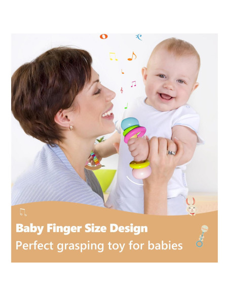 Set de 6 Sonajeros de Madera TUOWITA para Bebés 0-12 Meses