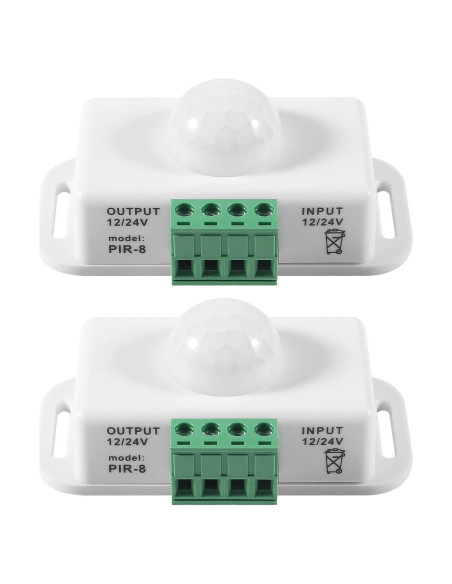 Paquete de 2 Interruptores PIR LED MELIFE 12-24V Blanco