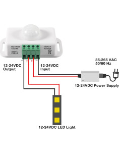 Paquete de 2 Interruptores PIR LED MELIFE 12-24V Blanco 2