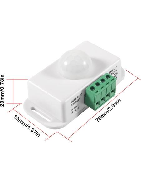 Paquete de 2 Interruptores PIR LED MELIFE 12-24V Blanco