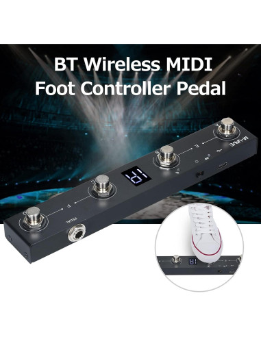 Controlador de Pedal MIDI Inalámbrico Btuty 4 Botones Recargable