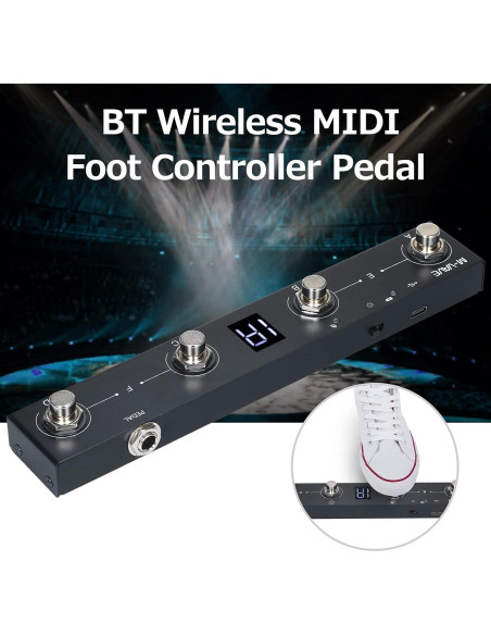 Controlador de Pedal MIDI Inalámbrico Btuty 4 Botones Recargable