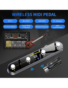 Controlador de Pedal MIDI Inalámbrico P4+Mate, 4 Pedales, Bluetooth 2