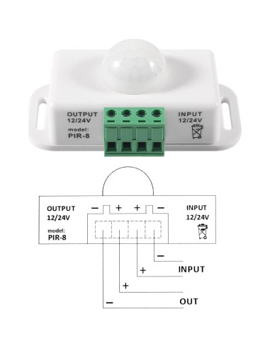 Paquete de 2 Interruptores PIR LED MELIFE 12-24V Blanco