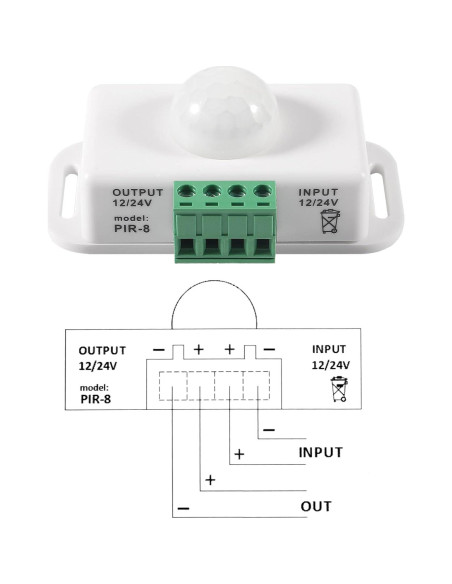 Paquete de 2 Interruptores PIR LED MELIFE 12-24V Blanco