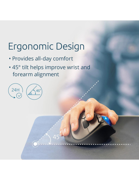 Kensington Ratón Trackball ProFit Ergo TB450 Inalámbrico