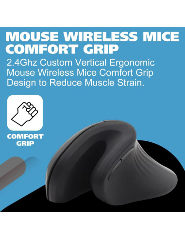Ratón Ergonómico Vertical Inalámbrico KH Ergo 2.4GHz - Negro