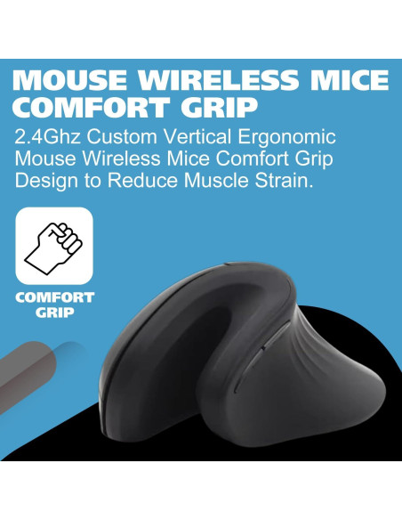 Ratón Ergonómico Vertical Inalámbrico KH Ergo 2.4GHz - Negro