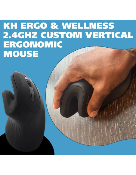 Ratón Ergonómico Vertical Inalámbrico KH Ergo 2.4GHz - Negro