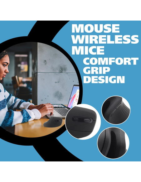 Ratón Ergonómico Vertical Inalámbrico KH Ergo 2.4GHz - Negro