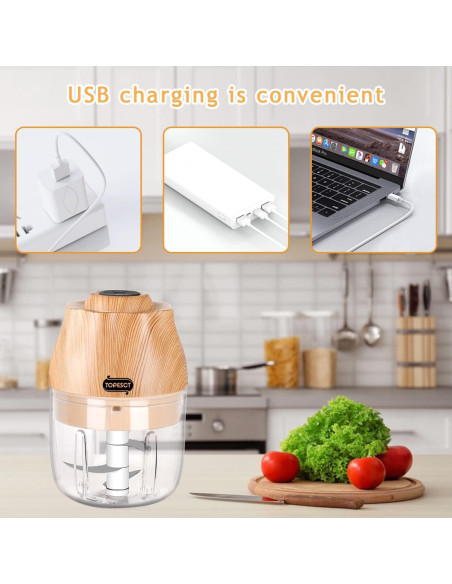 Procesador de Alimentos Eléctrico TopEsct 250ml USB Portátil Procesador de Alimentos Eléctrico TopEsct 250ml USB Portátil