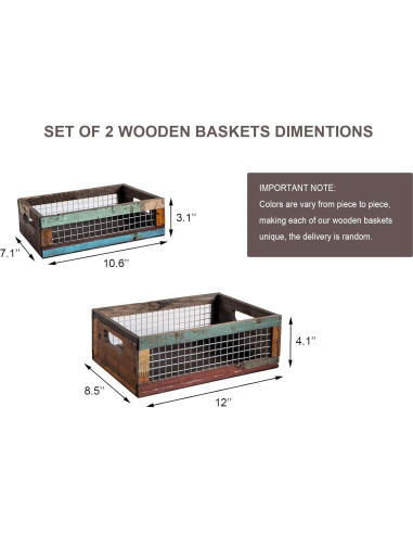 Conjunto de 2 Cestas de Madera Rústicas TIMRIS 30.5x21.6cm