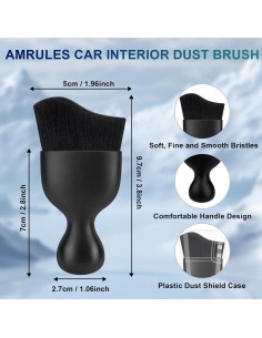 2 Cepillos de Detalle para Interior de Auto Amrules - Negro 2