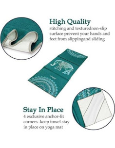 Toalla de Yoga Ucooly Microfibra Antideslizante 183x63 cm Verde 2