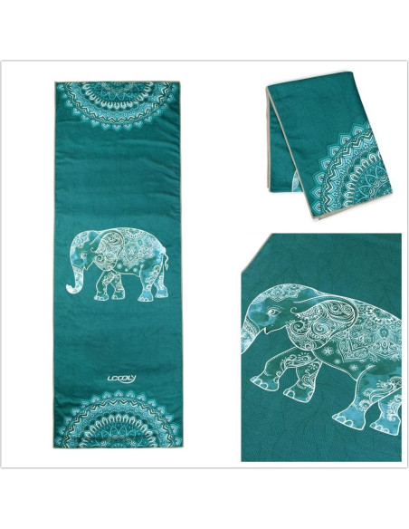 Toalla de Yoga Ucooly Microfibra Antideslizante 183x63 cm Verde