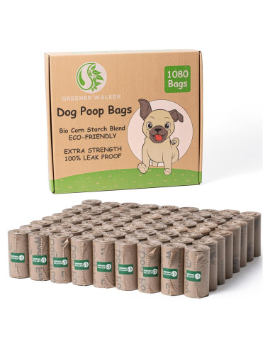 Bolsas para Excremento de Perro Greener Walker - 1080 Unidades Extra Gruesas y a Prueba de Fugas
