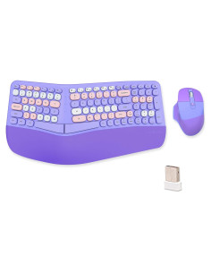 Combo Teclado y Ratón Ergonómico Inalámbrico Lomiluskr Púrpura