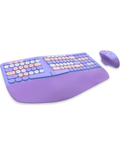 Combo Teclado y Ratón Ergonómico Inalámbrico Lomiluskr Púrpura 2