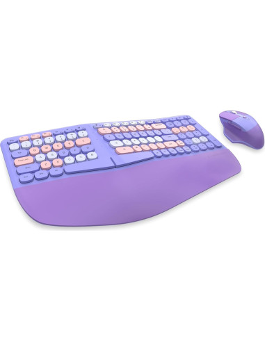 Combo Teclado y Ratón Ergonómico Inalámbrico Lomiluskr Púrpura