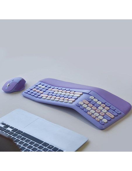 Combo Teclado y Ratón Ergonómico Inalámbrico Lomiluskr Púrpura