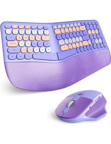 Combo Teclado y Ratón Ergonómico Inalámbrico Lomiluskr Púrpura