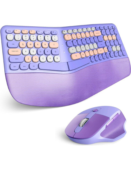 Combo Teclado y Ratón Ergonómico Inalámbrico Lomiluskr Púrpura