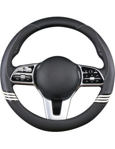 Cubierta de Volante Binsheo Cuero Universal 38 cm Negra 2