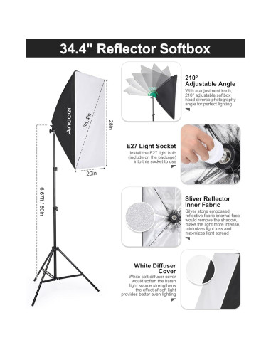 Kit de Iluminación Fotográfica Andoer con Softbox y Fondos