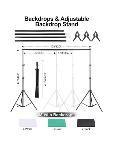 Kit de Iluminación Fotográfica Andoer con Softbox y Fondos