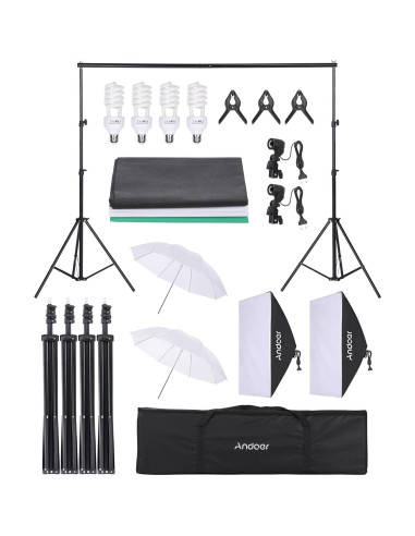 Kit de Iluminación Fotográfica Andoer con Softbox y Fondos