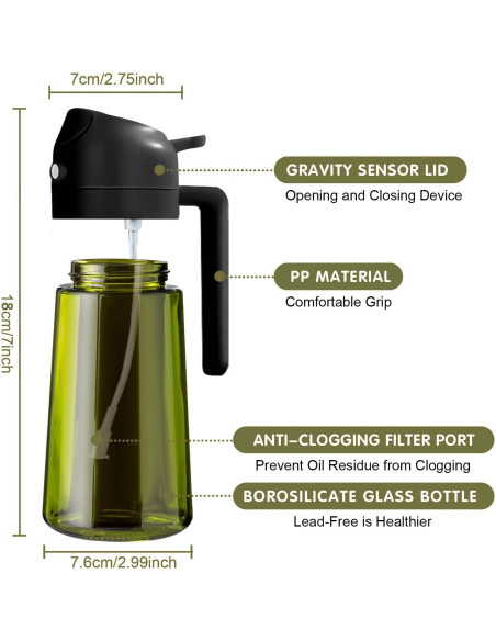 Botella Pulverizadora de Aceite JIZHOUYAO 470ml a Prueba de Luz