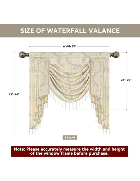 Valance de lujo Jacquard Loom and Mill 99x114cm Beige