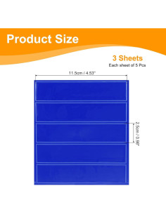 Calcomanías Reflectantes MECCANIXITY 11.5x2.5cm Azul Oscuro - Paquete de 3 2