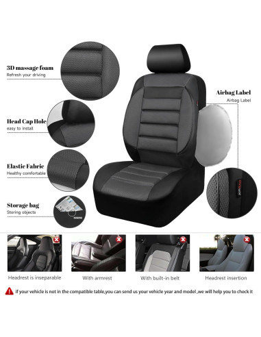 Fundas de Asiento de Coche CAR PASS zt-0010PU Gris Carbón