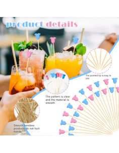Palillos de cóctel Bambú 100 unidades Revelación de género 2