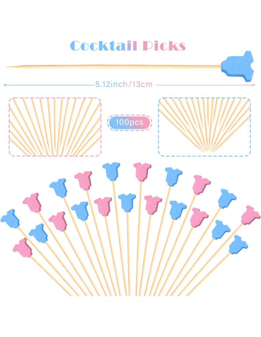 Palillos de cóctel Bambú 100 unidades Revelación de género